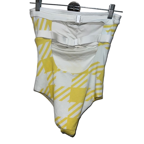 NWOT Onia Natalie Yellow And White Houndstooth One Piece Swimsuit - Picture 3 of 6